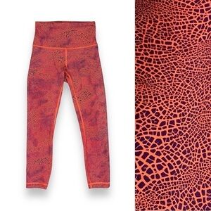 Lululemon Wunder Train High-Rise Crop Leggings, Crackle Glaze Orange - EUC